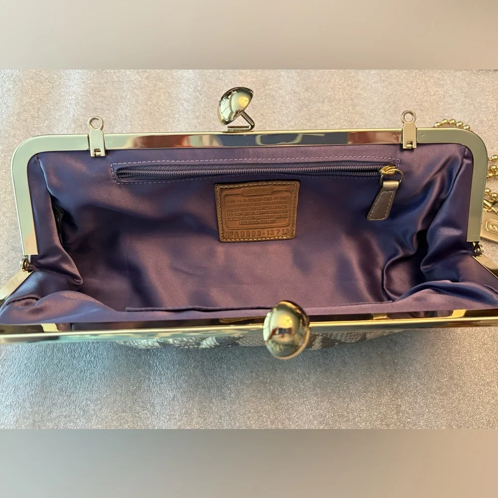 Coach-Darcy  Embossed Python Clutch - Picture 5 of 12